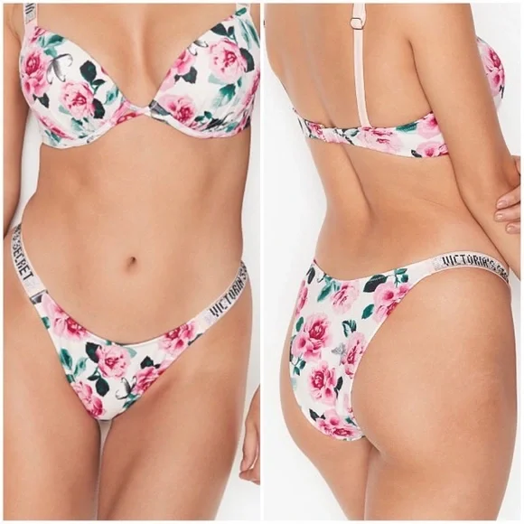 🌸😍VS Shine Strap Push-Up Bra & Brazilian Panty Set - Picture 3 of 11